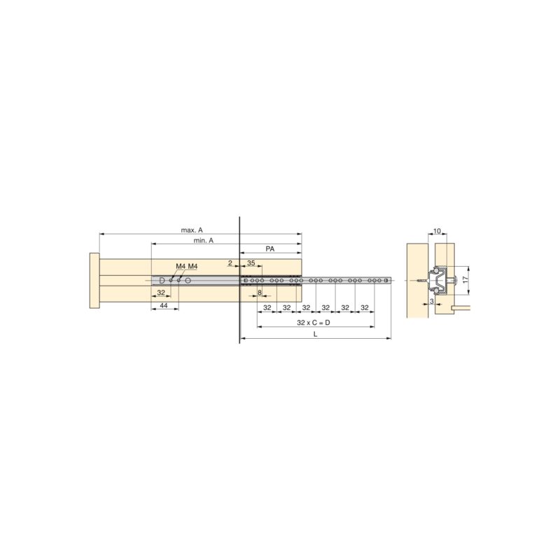 GUIDE SCORREVOLI A SFERE MM 17X280 - immagine 2