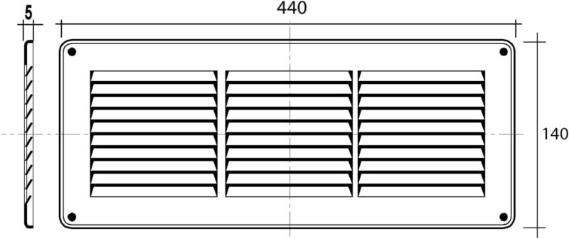 GRIGLIE METALLO MM 440X140 ALLUMINIO - immagine 2